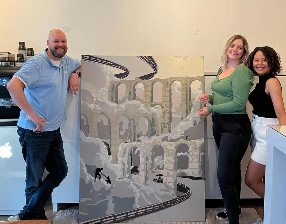 Boutique Reparatiewinkel, Onthulling schilderij in samenwerking